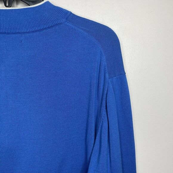PAUL FREDRICK 1/4 Zip Sweater Men XXL Mock Neck Pullover Supima Cotton Blue - Picture 6 of 10
